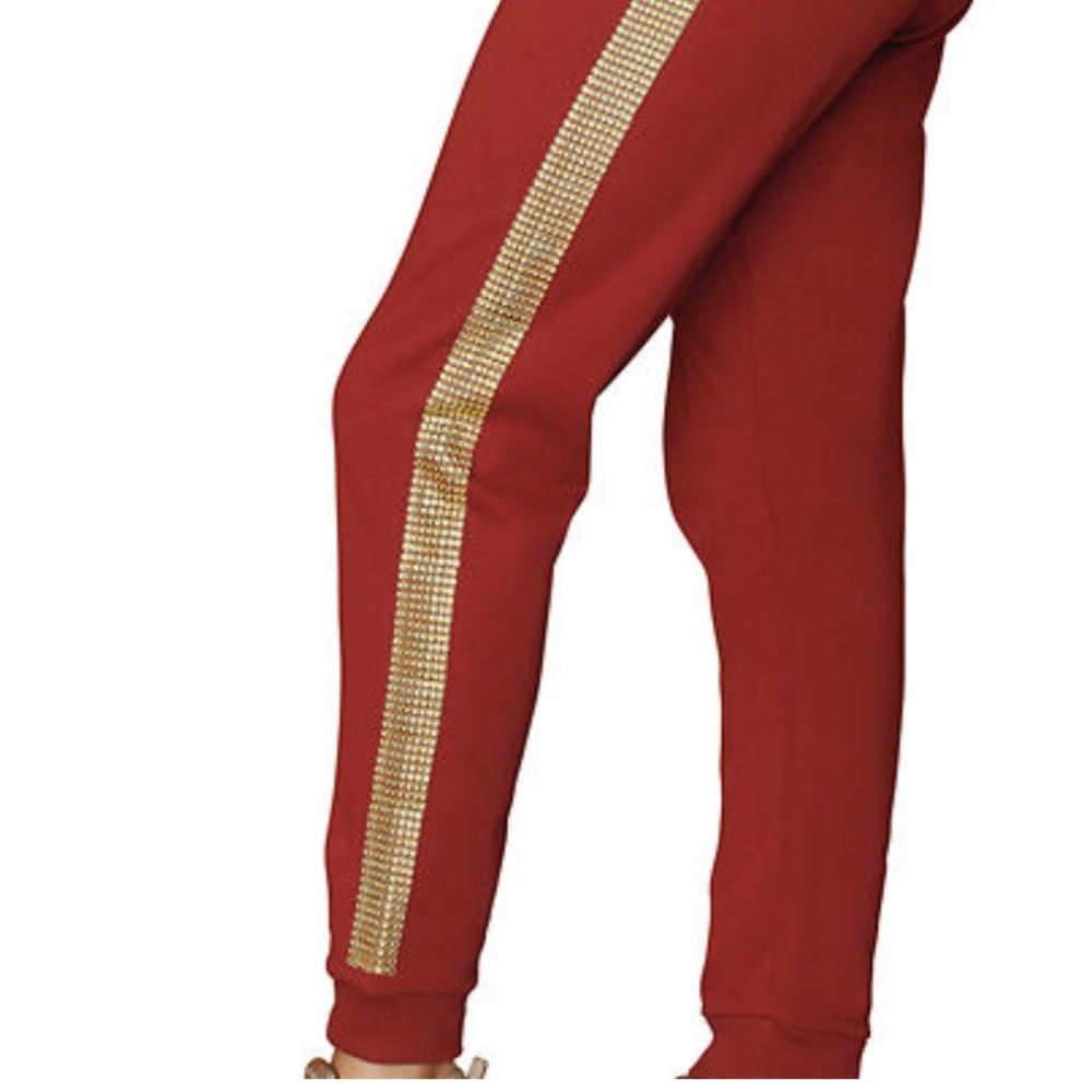 K. Jordan comfortable classic jogger with rhinestone accents. Garnet  XL NWT - Picture 3 of 8